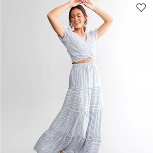Daytrip Blue and White Striped Maxi Skirt